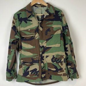Military woodland camouflage pattern combat American Apparel rip stop size small